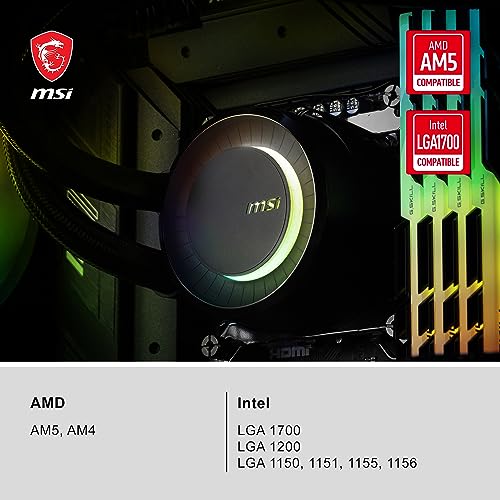 MSI MAG CoreLiquid E240 Black - AIO ARGB CPU Liquid Cooler - Rotating Cap Design - 240mm Radiator - Dual 120mm ARGB PWM Fans - LGA 1700/1851 / AM5/AM4 Compatible - image 8