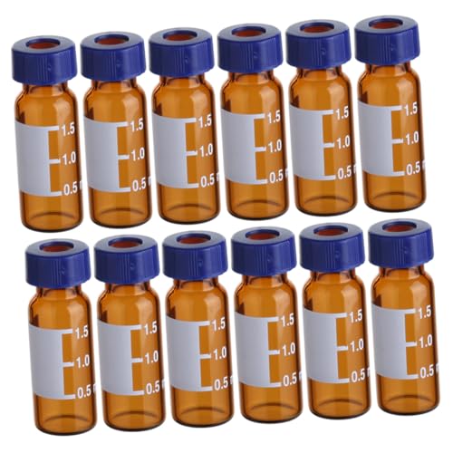 MAGICLULU 100 pièces Flacons Échantillons Verre Ambré pour Chromatographie Bouteilles de Prélèvement avec Bouchon et Joint Protection pour Laboratoire et Pharmacie