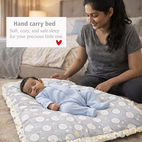 Image of Infantbond by Fareto Baby Bedding Set Essentials Combo | Baby Bed | Carry Bag | Sleeping Bag | Hand Carry Bed | Feeding Pillow (0-6 Months)(All in 1) (Grey Ship)