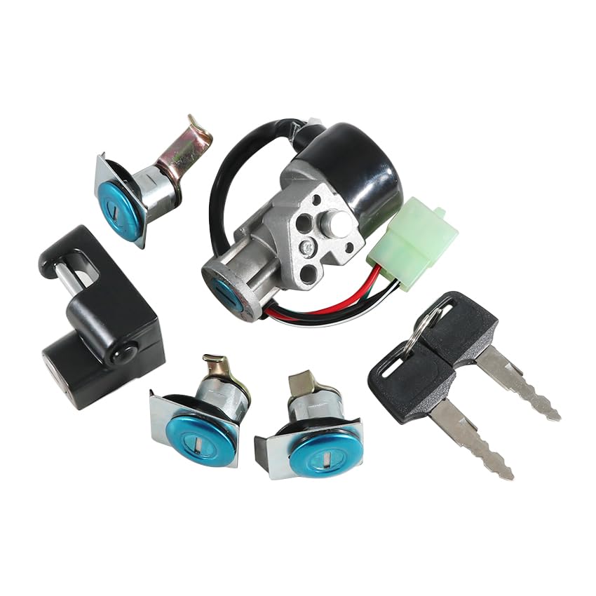 Ignition Switch Fuel Gas Cap Seat Lock Keys Replacement Kit for Honda 35010-KS4-711, for Honda CN250 Helix 1986-2007