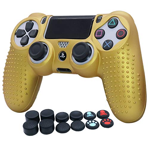 RALAN Anti-Slip PS4 Controller Cover, PS4 Silicone Skin Controller Controller Compatible for PS4 /PS4 Slim/PS4 Pro Controller (Black Pro Thumb Grip x 8,Cat + Skull Cap Cover Grip x 2) .