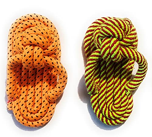 Image of Chew Dog Toys Slipper Dog Toy Cotton Poly Mix Chew Toys Pack of 4 - Suitable for Small and Medium Puppies Improve Dental Health Hand Made Toys