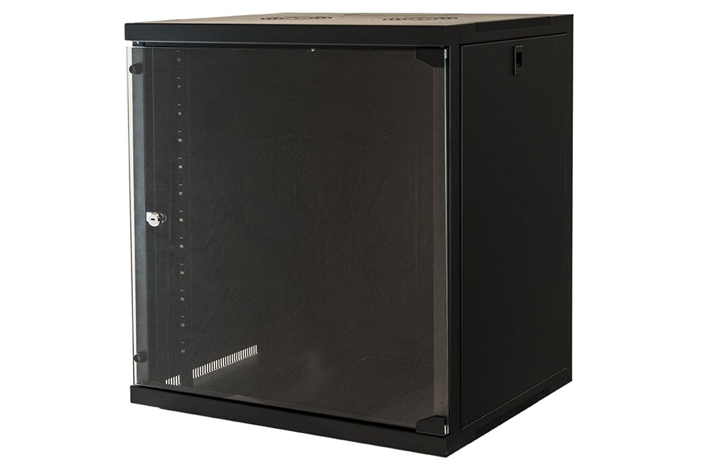 Armoire Rack 19" 12 unités murales pour Filets (a) 620 x (l) 540 x (p) 450 mm Couleur Noir Porte Verre