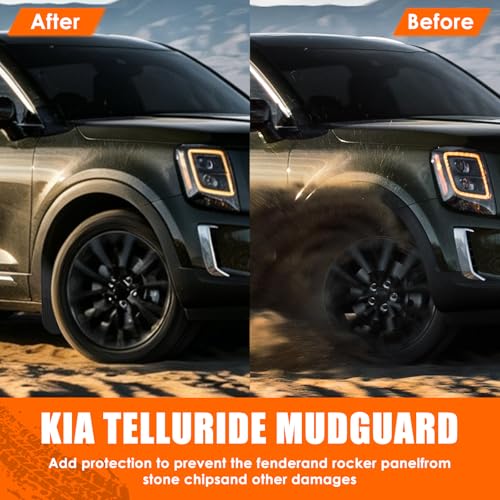 Image of Mud Flaps Splash Guards for 2020 2021 2022 2023 2024 2025 2026 Kia Telluride, Durable ABS Mud Guards, Protects Against Mud, Rocks, and Debris, 2020-2026 Kia Telluride Accessories (4PCS)