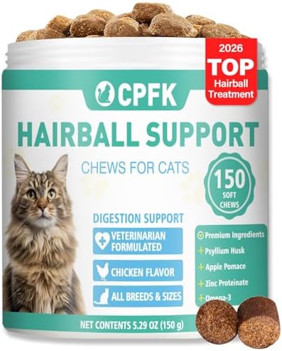 Cat Hairball Remedy Treats, 150 Soft Chews Cat Hair Ball Treatmen...