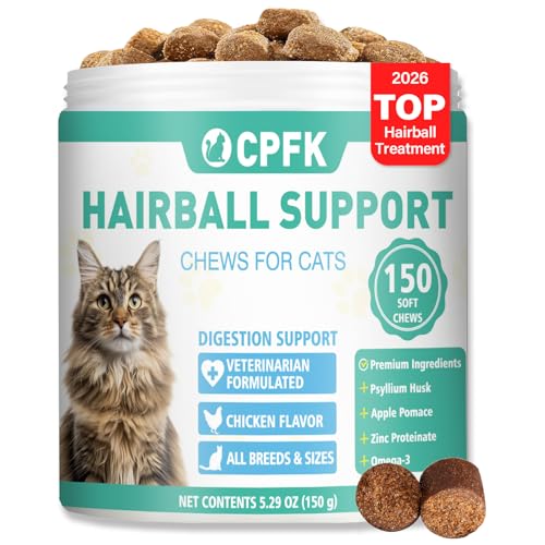CPFK Cat Hairball Remedy Treats, 150 Soft Chews Cat Hair Ball Treatment Furball Control Relief Helps...