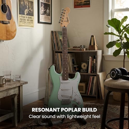 Image of Fender Squier Sonic Stratocaster Pack - Surf Green Bundle with Frontman 10G Amp, Gig Bag, Cable, Strap, Tuner, Picks, and Austin Bazaar Guitar DVD