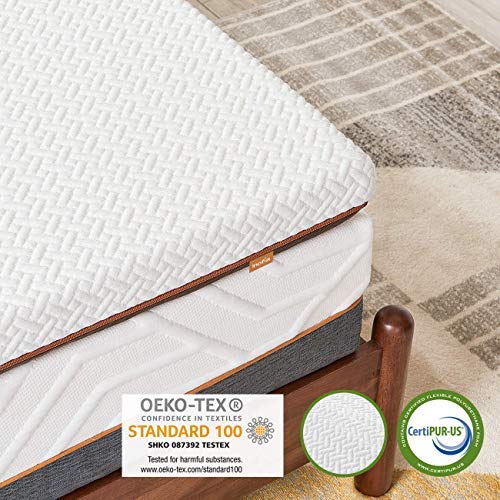 Inofia Topper 90x200 Matratzenauflage Memory Foam Topper Visco Topper 2cm Naturbrown Airyfoam+4cm Biogrey Reliefoam, 100 Nächte Probeschlafen,10 Jahre Garantie(90 x 200 cm)