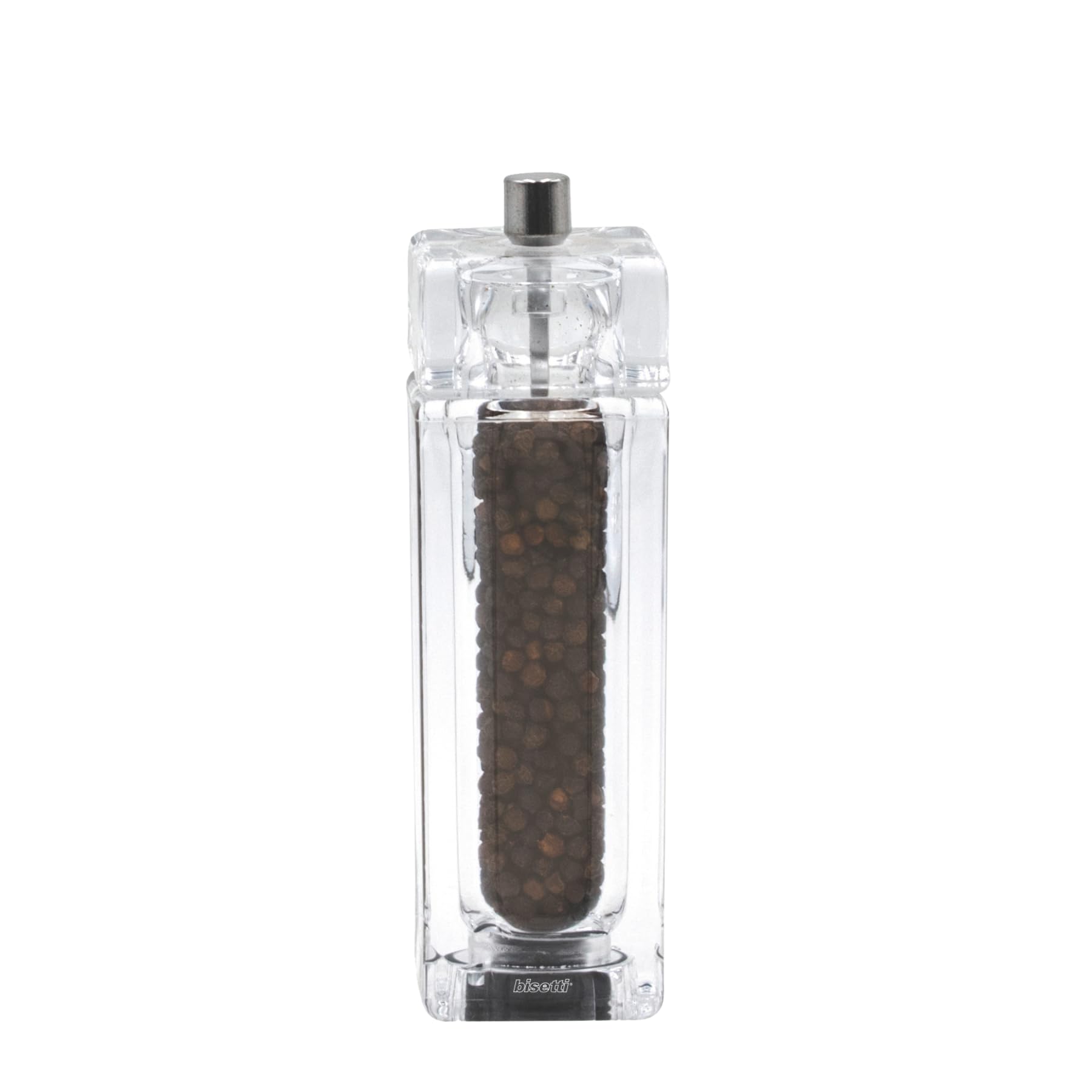 Macina Pepe Manuale Como in Acrilico, Macinino Manuale per Pepe con Macina in Acciaio Temprato per Macinatura Precisa, Trita Pepe Resistente, Elegante e Made in Italy - BISETTI (14,5 cm)