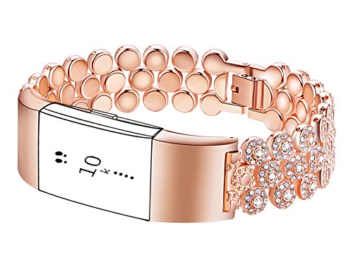 KingBaas Replacement Bands Compatible for Fitbit Charge 2, Classy Adjustable Replacement Accessory Metal Bands Compatible with Fitbit Charge 2/Fitbit Charge 2 Bands (No Tracker)