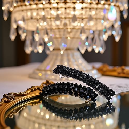 Pinza negra de metal con brillantes para cabello miniatura 2