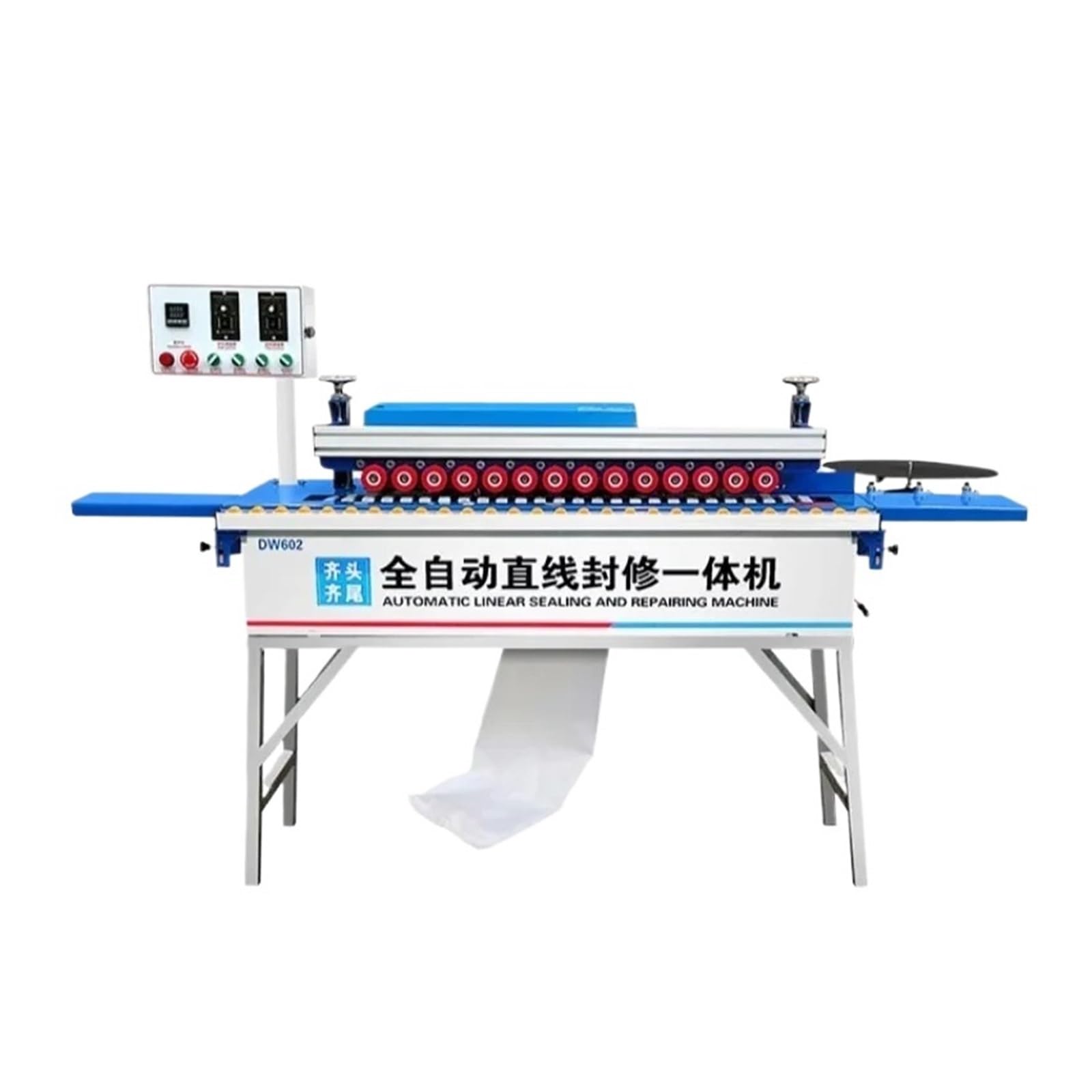 Woodworking Edge Banding Machine Fully Automatic Small Home Improvement Board and Trimming Speed and Efficiency Improvement(B Blue-Widen)