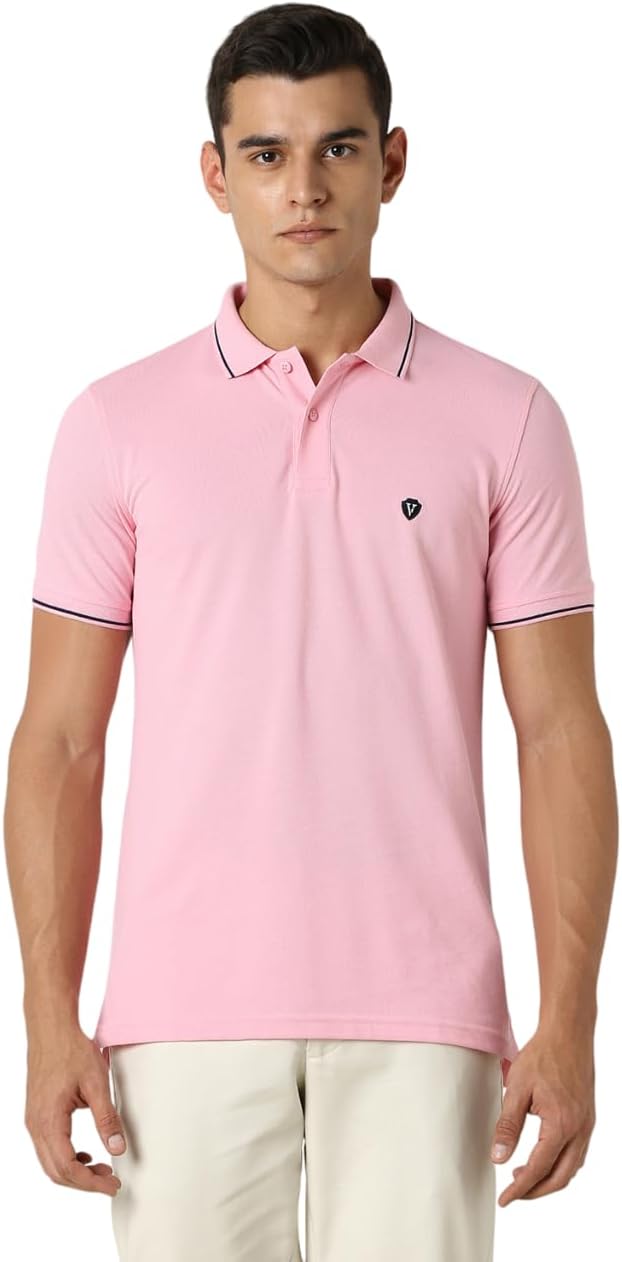 Men's Cotton Solid Regular Fit Collar Polo T-Shirt