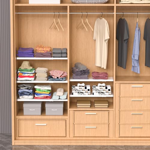 Slimmkiss Expandable Closet Tension Shelves Organizers, Adjustable Shelf For Cabinet Rack Storage Wardrobe Divider Shelving For Pantry 2 Pack thumb #2