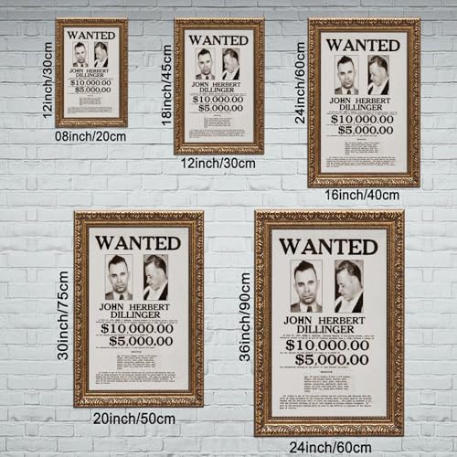 Impression sur toile Wanted John Dillinger tableau déco bureau 50x76