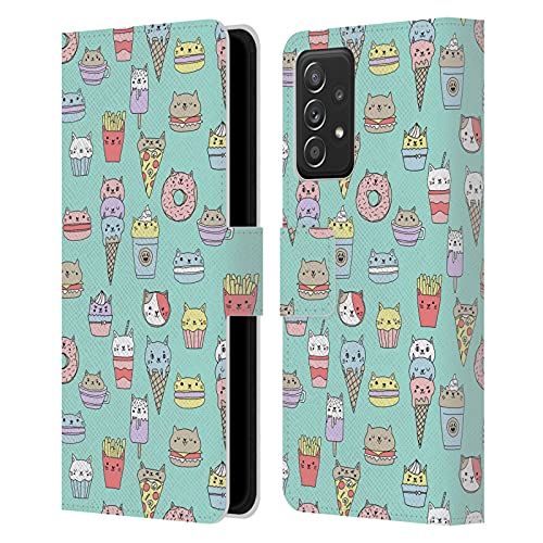 Étui portefeuille Galaxy A53 5G Andrea Lauren en cuir avec fentes pour cartes motif chat