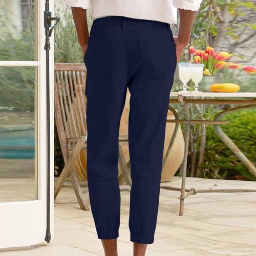 Summer Linen Pants for Women Casual Lounge Pants with Pockets Slim Fitting Pants Fashion Trendy Pants for 20253