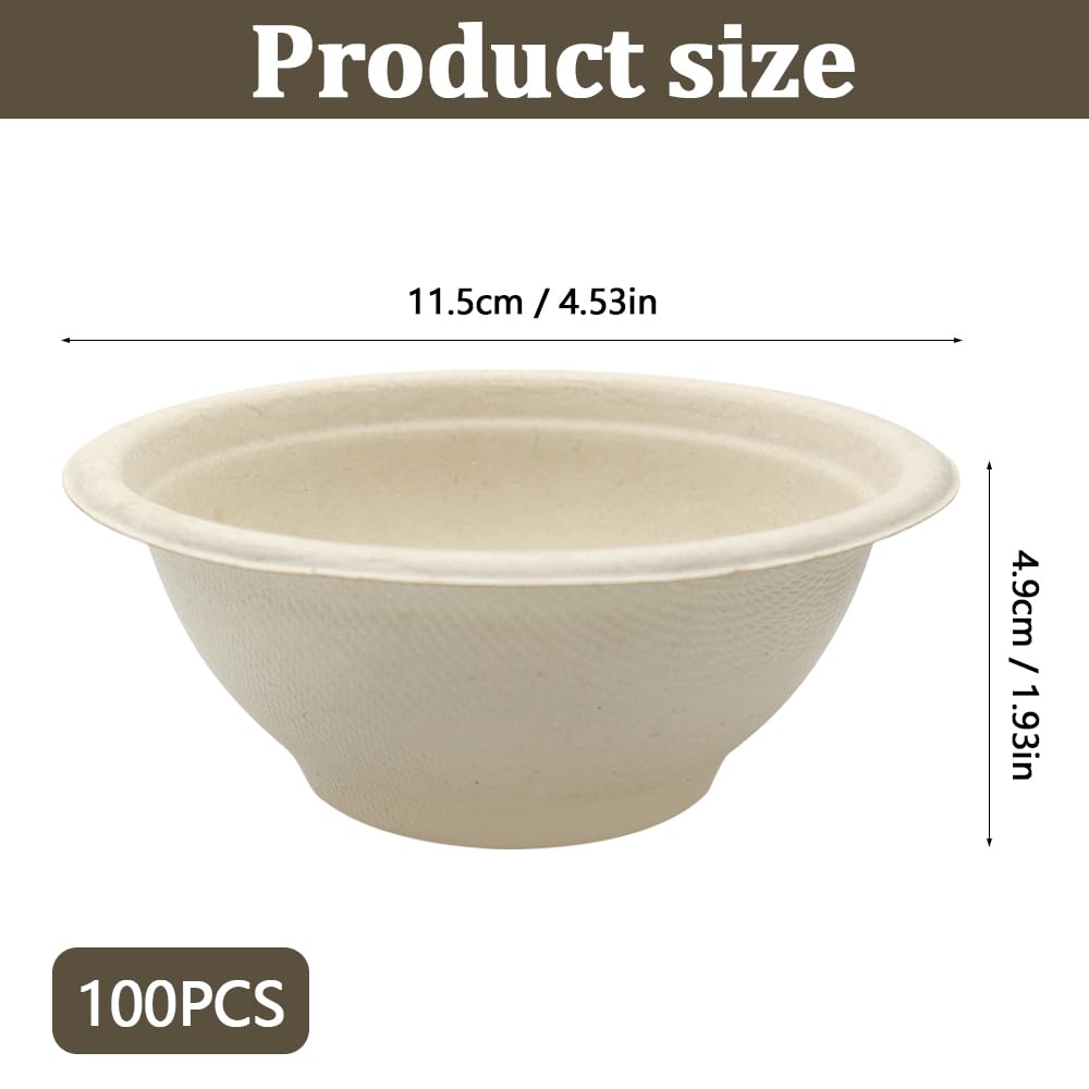 100 Pezzi Ciotole Usa e Getta Ciotole Carta Monouso per Feste Biodegradabili Ciotol Usa Getta Feste per Matrimoni Compleanni Picnic e Barbecue,260ML(Rotonde)