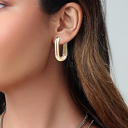 14K Gold Hoop Earrings for Women, Hypoallergenic Chunky Gold Hoop Earrings Multipack, Lightweight Twisted Huggie Hoops Earring Set Jewelry for Gifts3