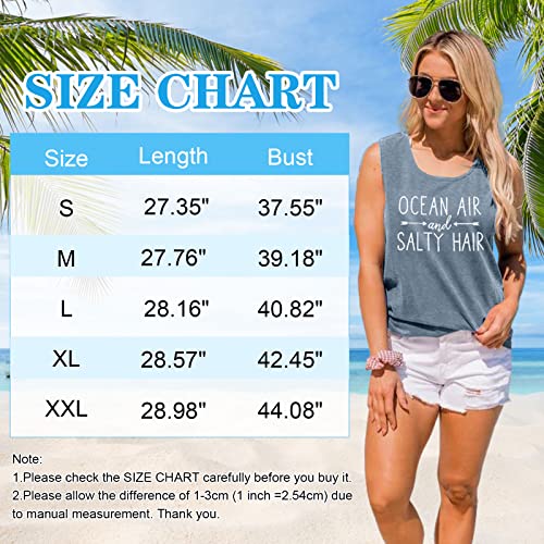 Beach Tanks For Women Ocean Air And Salty Hair Tank Top Funny Cruise Summer Sleeveless Family Vacation Vest Shirts #TOP4