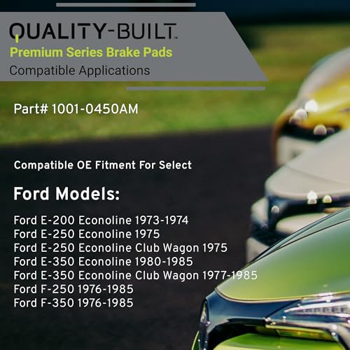 Image of QUALITY-BUILT Front Semi-Metallic Brake Pads, Premium 1001-0450AM, Compatible with 1973-1985 Ford (E-200 Econoline,E-250 Econoline,E-250 Econoline Club Wagon,E-350 Econoline,E-350 Econoline Club)