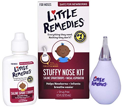 Little Remedies Stuffy Nose Kit, Saline Spray & Aspirator,0.5 Fl Oz (Pack of 4)
