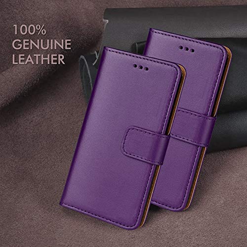 Ameego Custodia IPhone In Pelle Genuina A Portafoglio Con Supporto E Slot Carta | Magnetica Slim | Viola