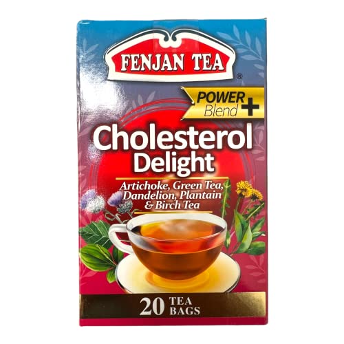 Fenjan Tea Power Blend+ Cholesterol Delight Artichoke, Green Tea, Dandelion, Plantain & Birch Tea 40g 20 Bags (Pack of 6)