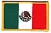 Mexico Flag, Mexican National Flag w/Gold Border/Iron On Patch Applique