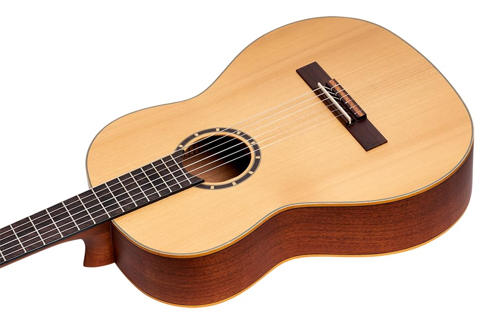Ortega Guitars Konzert Gitarre Linkshänder – 4/4, Slim Neck – Family Series Pro – Inklusive Gig Bag – Massive Kanadische Rotzeder, Mahagoni, Natur (R131SN-L) | 4/4 Nylonsaitengitarre, massive kanadische Rotzederndecke und Mahagoni-Korpus Satin-Finish, sli
