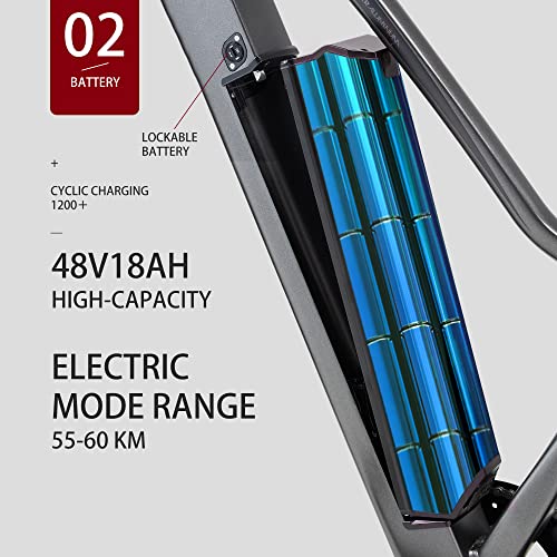 CEAYA Electric Bike,E Bike For Adults,48V 18AH Removable Massive Battery,26" x 4.0 Fat Tire Ebike, Shimano 8-Speed Snow Beach Mountain E-Bike - Image 7