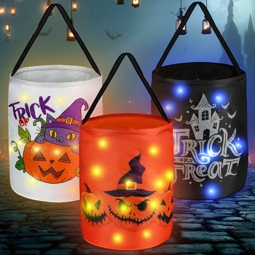 ATFUNSHOP Halloween Trick or Treat Bags with LED Lights -