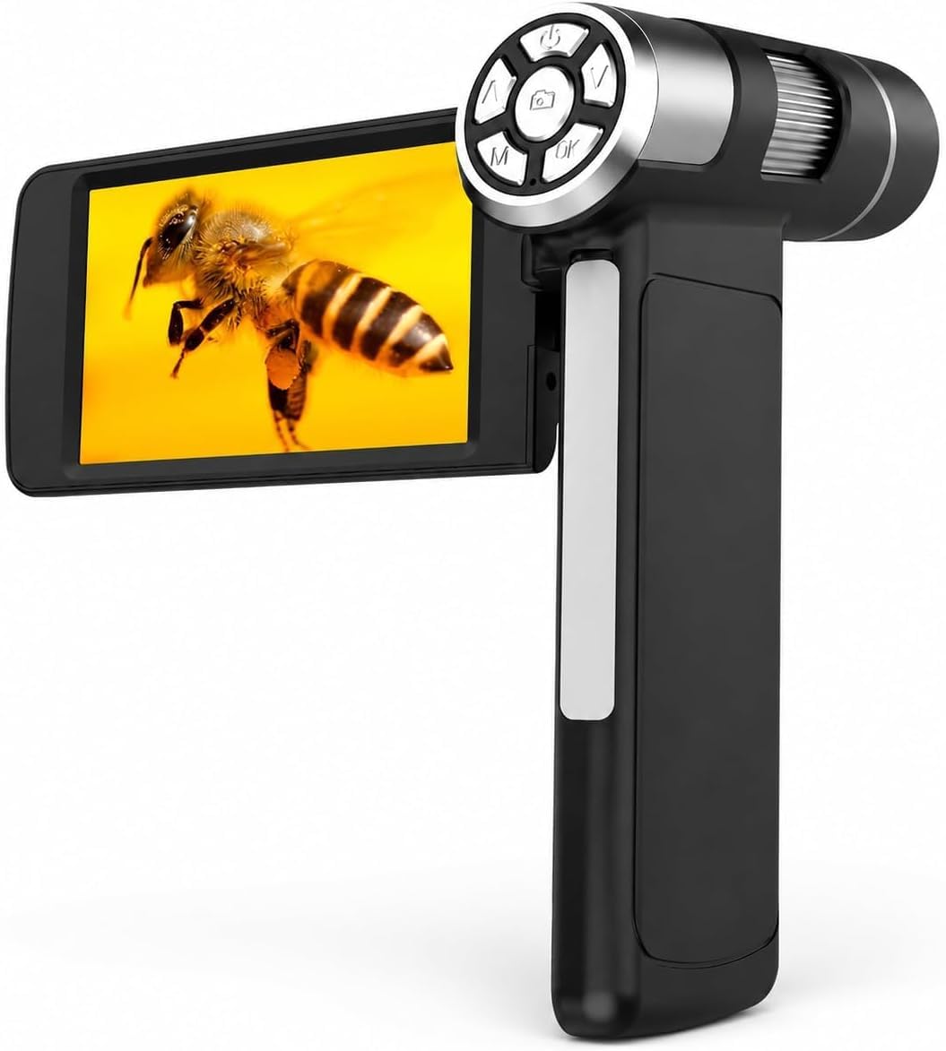 Cámara de microscopio digital USB 1000X, accesorio de cámara de microscopio de mano para inspección de laboratorio, color negro