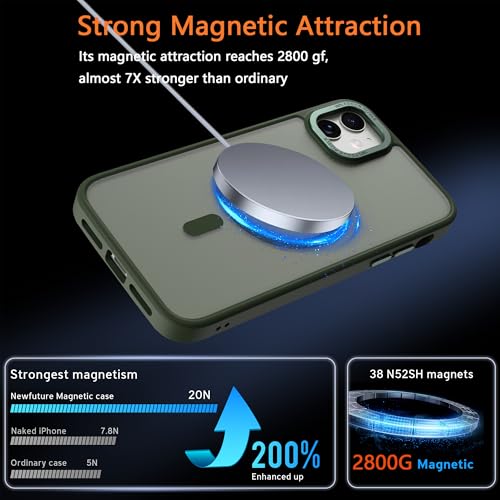 Image of Magnetic iPhone 12 /12Pro case,Compatible with Magsafe, Military-Grade Protection,Slim Translucent Matte Shockproof with Anti-Scratch Anti-Fingerprint Phone Cover (blackish green, iPhone 12 /12Pro)
