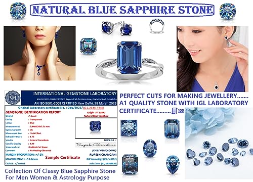 Image of USPTO Collection of Premium Quality Real Emerald Panna Yellow Sapphire Ruby Manik Blue Sapphire Neelam Pukhraj Stone Original Certified IGL Lab Tested Natural Green Hara Blue Yellow Pila Lal Red Nag