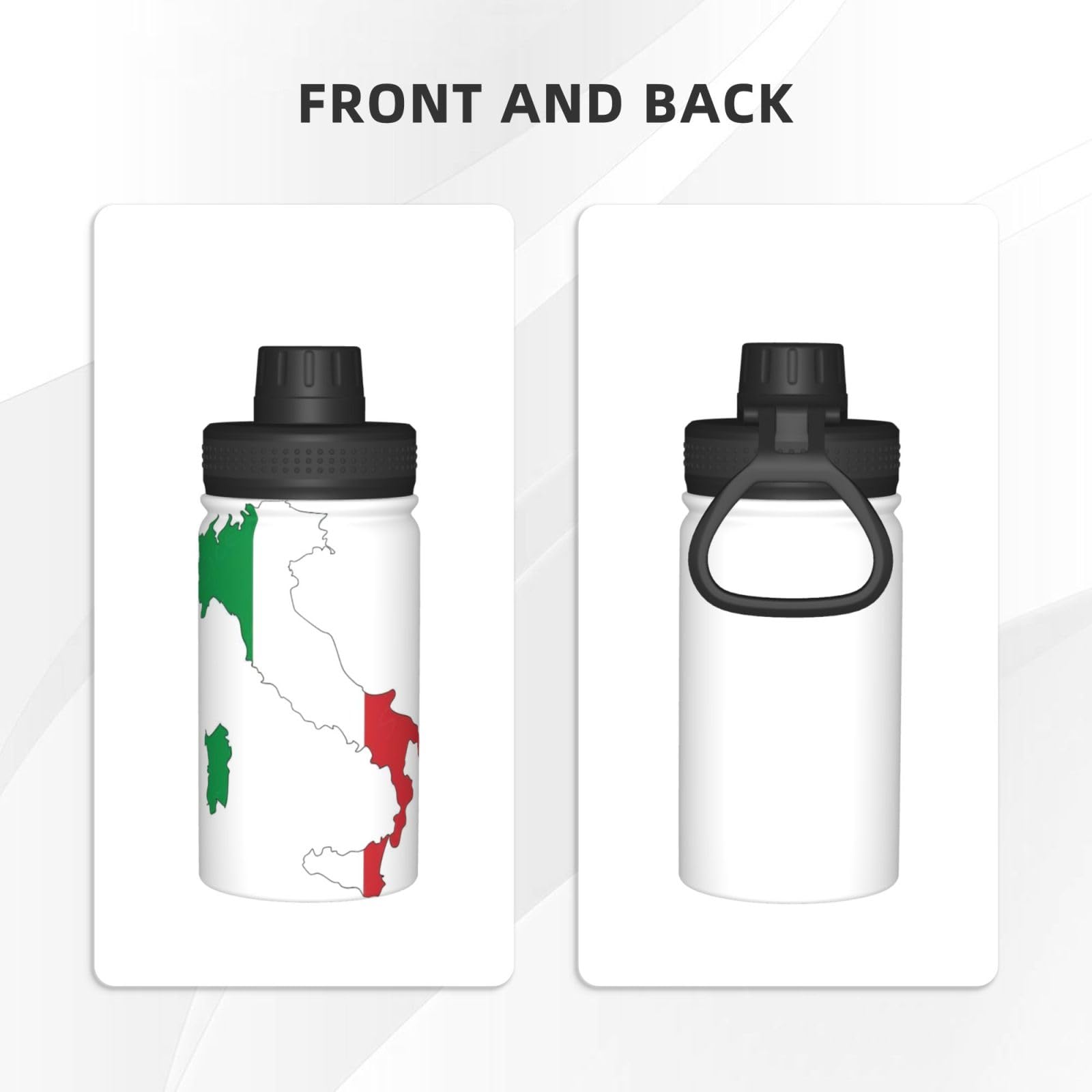 Borraccia termica in acciaio inox con stampa mappa della bandiera italiana, borraccia sportiva da 350 ml, ideale per i viaggi