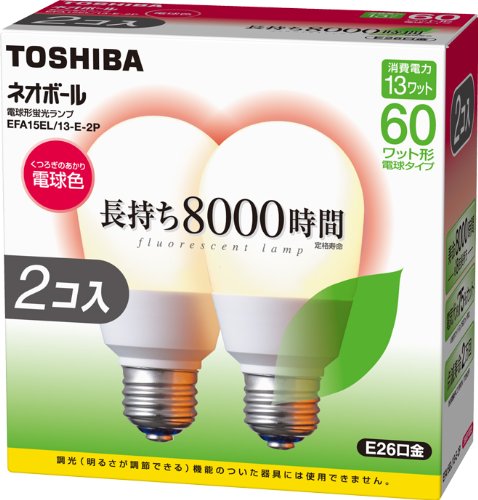 Amazon | TOSHIBA ネオボール A形 60Wタイプ 電球色 2個パック EFA15EL