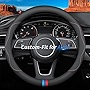 Deer Route Custom-Fit for Audi Steering Wheel Cover, Premium Leather Car Steering Wheel Cover with Logo, Non-Slip, Breathable, for Audi Accessories (C-Style,for Audi)