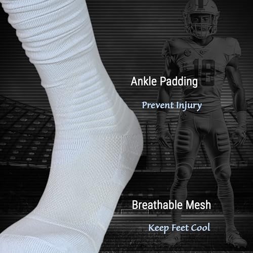 Scrunch Football Socks, Extra Padded Breathable, Ankle & Arch Support, Premium Cotton Blend Socks for Men Youth Boys3