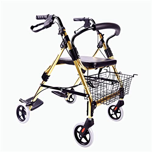 UWYTGF 4 Wheel Rollator Walker with Padded Seat,Lockable Brakes,Ergonomic Handles,and Shopping Basket,for Limited Mobility Aid Elderly
