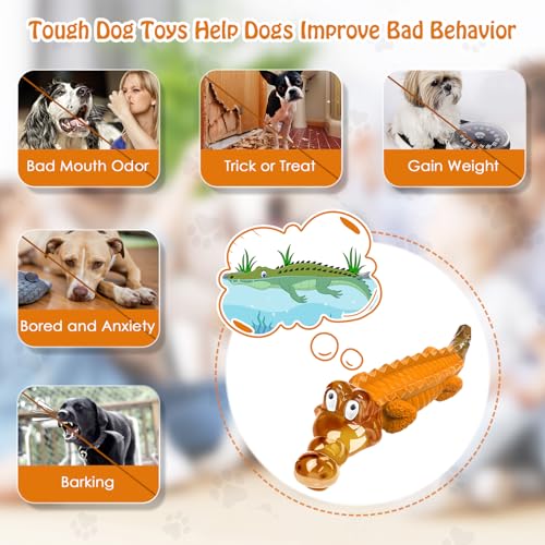 Image of Jeefome Dog Toy for Aggressive Chewers - Dog Chew Toy for Small&Medium & Large Dogs, Tough Dog Toy for Boredom & Anxiety Relief(Orange)