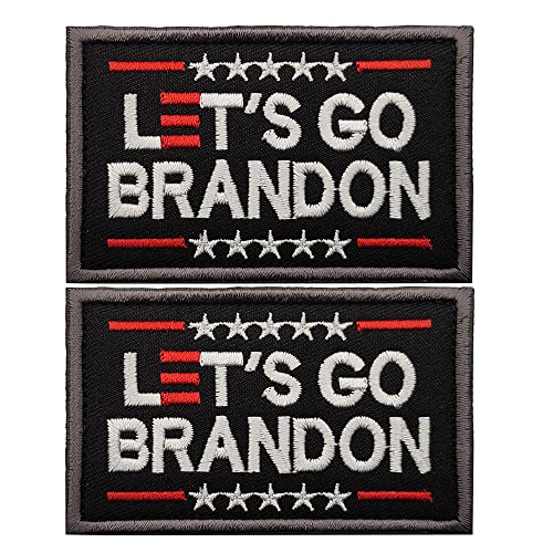 2PC Lets Go Branson Patch - Funny Military Morale Embroidered Patch Hook and Loop Backing Blue Background, Black