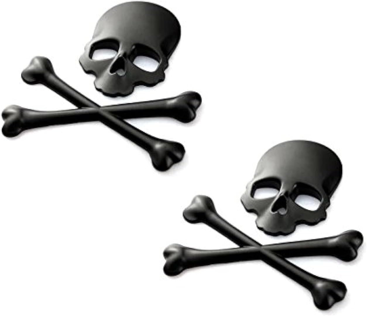 BENZEE 2pcs B035-B Black Motorcycle Skull Bone Emblem Metal Decal 3D Sticker for Suzuki Kawasaki Harley Yamaha Honda