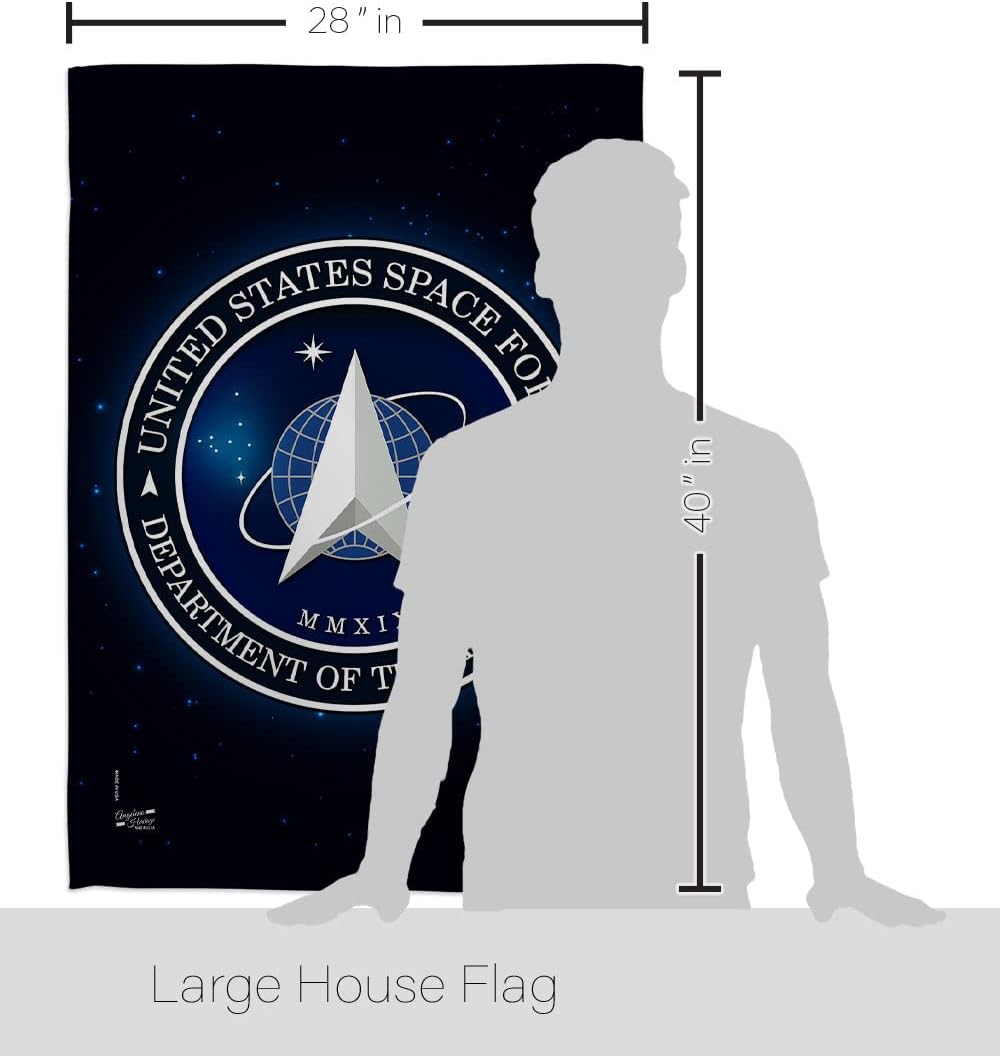 Breeze Decor Space House Flag Pack Armed Forces USSF United State Air American Military Delta Official Vintage Applique Decoration Banner Small Garden Yard Gift Double-Sided, 28"x 40", Made in USA