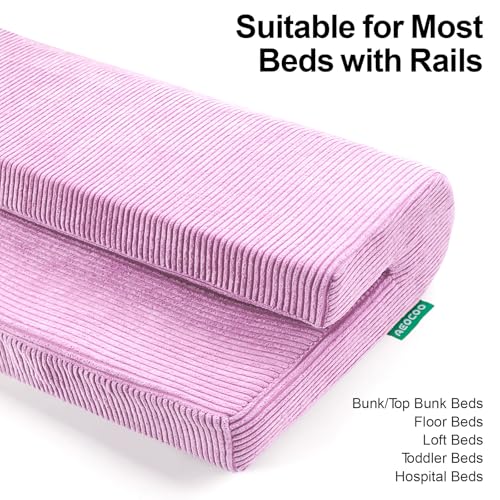 Image of AEOCOO Bed Bumpers for Toddlers, Size 3 Ft, Toddler Bed Rail Bumper Protector for Loft Beds & Bunk Beds, Bed Rail Height Extender Bed Guardrail, Anti-Bump | Fall Prevention, Purple