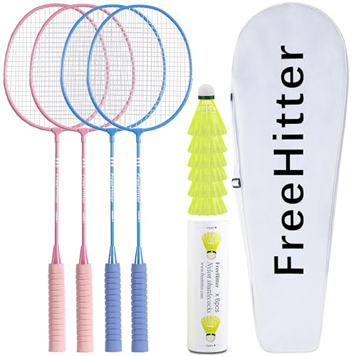 Image of Badminton Set for Beginners, Families & Adults | 2 /4 /6 Rackets, 3 /6 Shuttlecocks & 1 Carrying Bag. Great for Backyard, Park, Garden, Lawn & Beach. Perfect Outdoor Sports Game