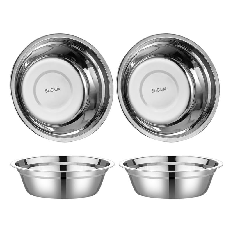 iplusmile 4 Pièces Bol Inox Cul de Poule Saladier Bassine Métallique Assiette Creuse pour Soupe Gamelle Incassable Cuisine Camping 14cm