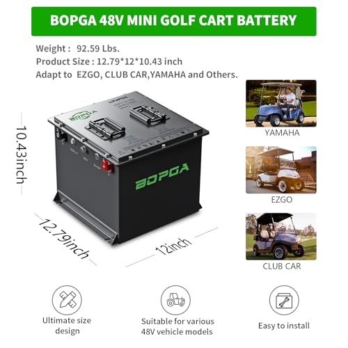 48v 105ah lithium battery golf cart with chargergolf cart batteries built-in smart bluetooth 150a bms touch monitor amp mobile app 4000 cycles lifepo4 battery 50-mile range