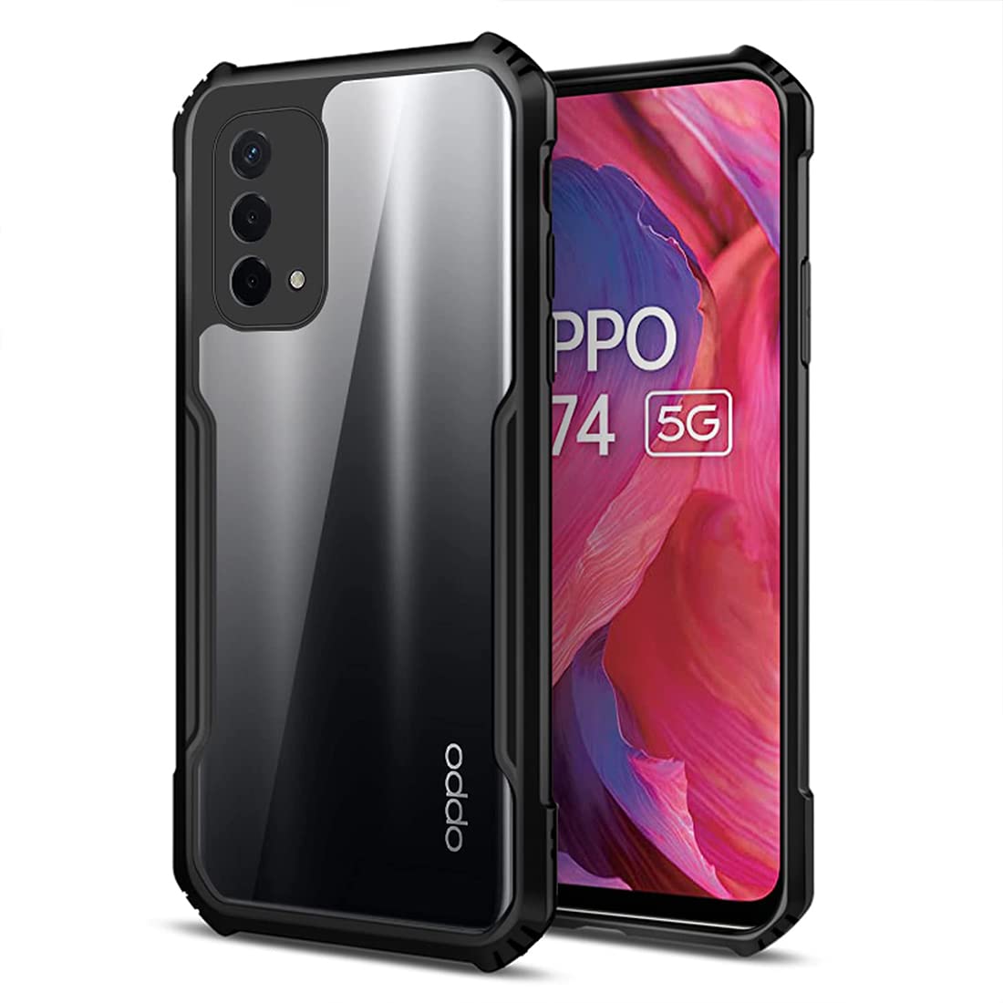 Fashionury Shockproof Crystal Clear Back Cover for Oppo A74 5G | Protective Design | 360 Degree Protection Transparent Back Case for Oppo A74 5G (PC, TPU | (Black Bumper) (B0CZP7KY8K) Amazon Price History, Amazon Price Tracker