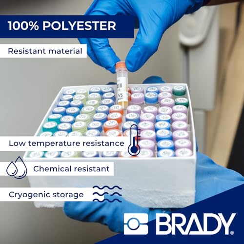 Image of Brady Authentic (M5-156-492) FreezerBondz Ultra-Thin Cryogenic Polyester Labels 1 inch H x 0.9 inch W Black on White, 180 Labels. for use with the BMP51 and M511 Label Printers